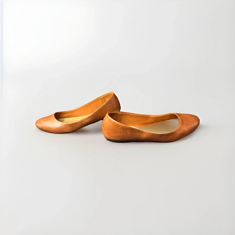 American Eagle Faux Leather Brown Women's Solid Flats US 7.5 EU 39 UK 6